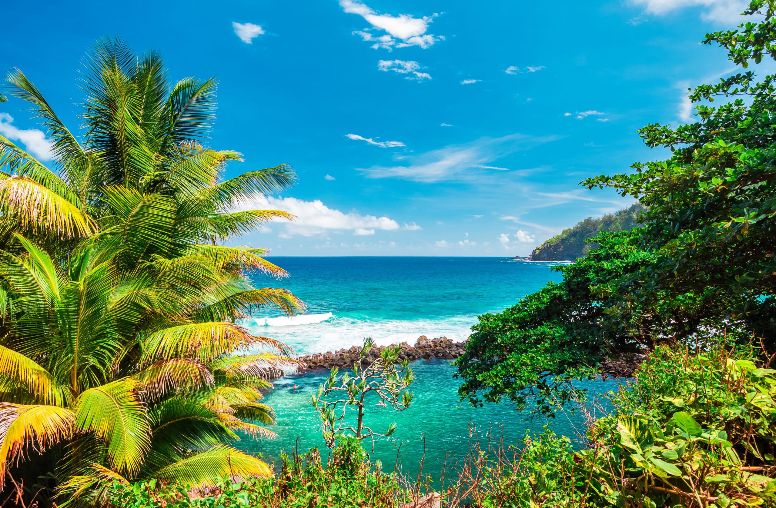 http://Plage%20tropicale%20bordée%20de%20palmiers%20et%20lagon%20turquoise%20sous%20ciel%20bleu%20à%20La%20Réunion