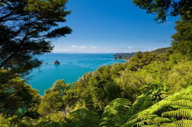 http://Vue%20sur%20la%20côte%20d’Abel%20Tasman%20avec%20forêt%20dense%20et%20mer%20turquoise