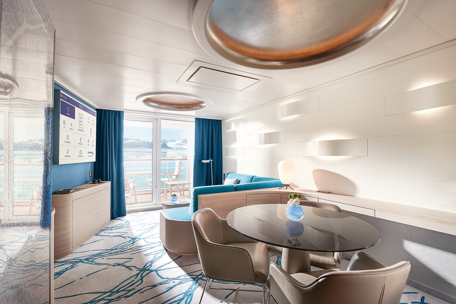 http://Suite%20moderne%20de%20bateau%20de%20croisière%20avec%20balcon%20et%20vue%20sur%20les%20glaciers